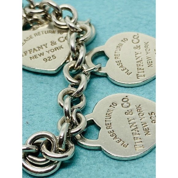 Tiffany & Co Multi Heart Bracelet 7” Sterling Silver 925 Rare RETIRED Pouch Box - Picture 11 of 11